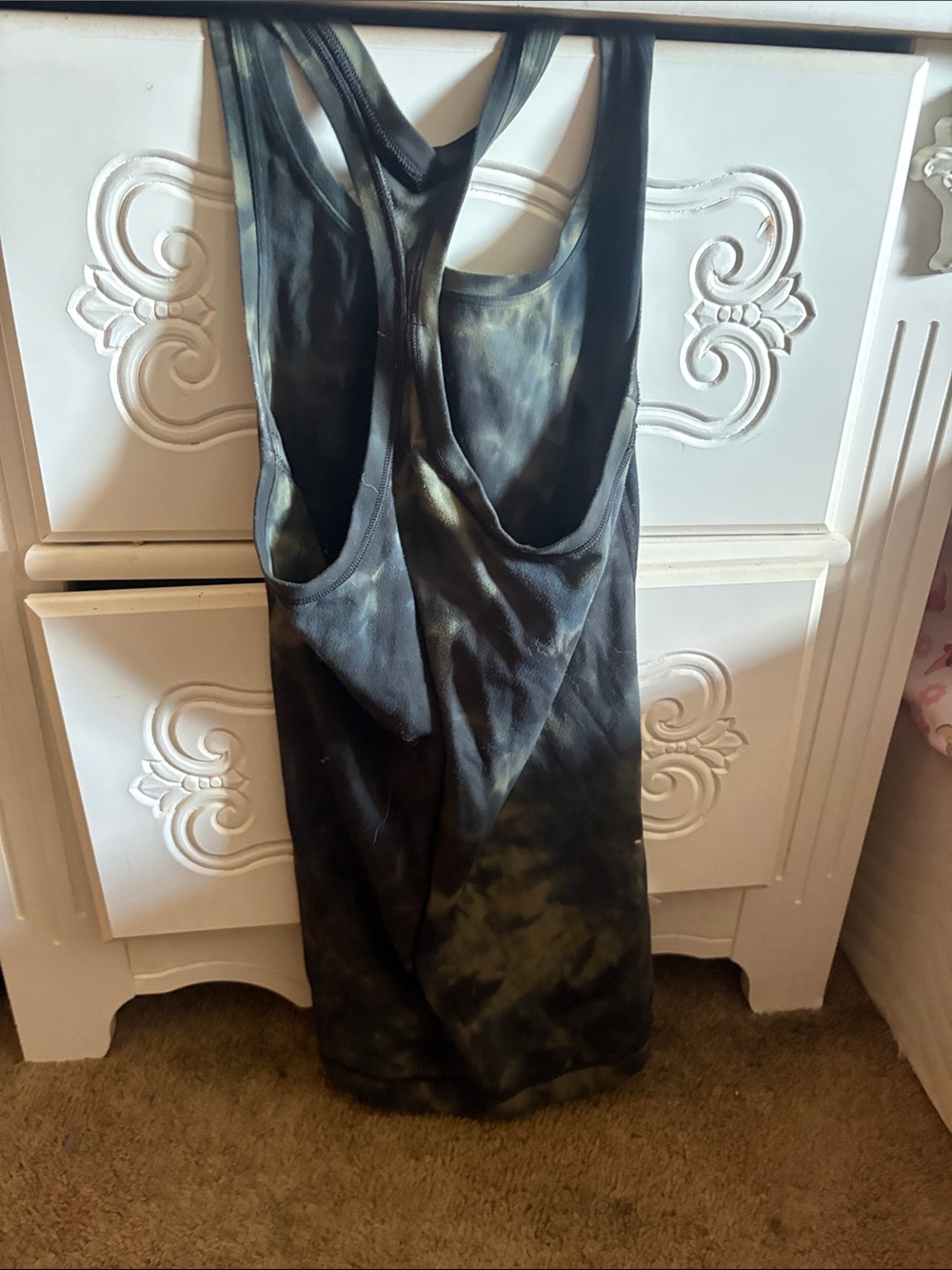 lululemon athletica Black and Olive Tie-Dye Racerback Tank